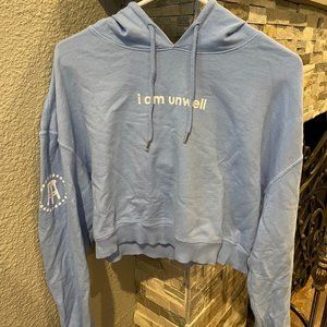 Barstool Call Her Daddy Podcast "I Am Unwell" Cropped Light Blue Large Hoodie